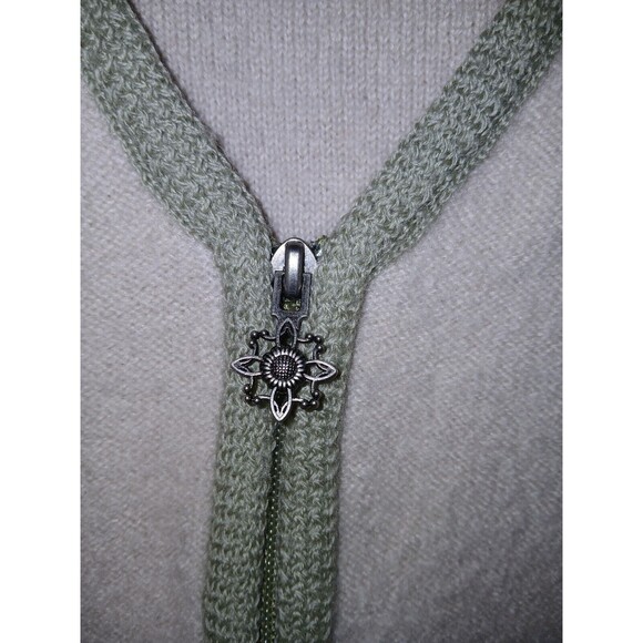 Cabela's Zip Up Vest 100% Wool Beige Floral Embroidery Women Size Medium Vintage - Picture 9 of 16